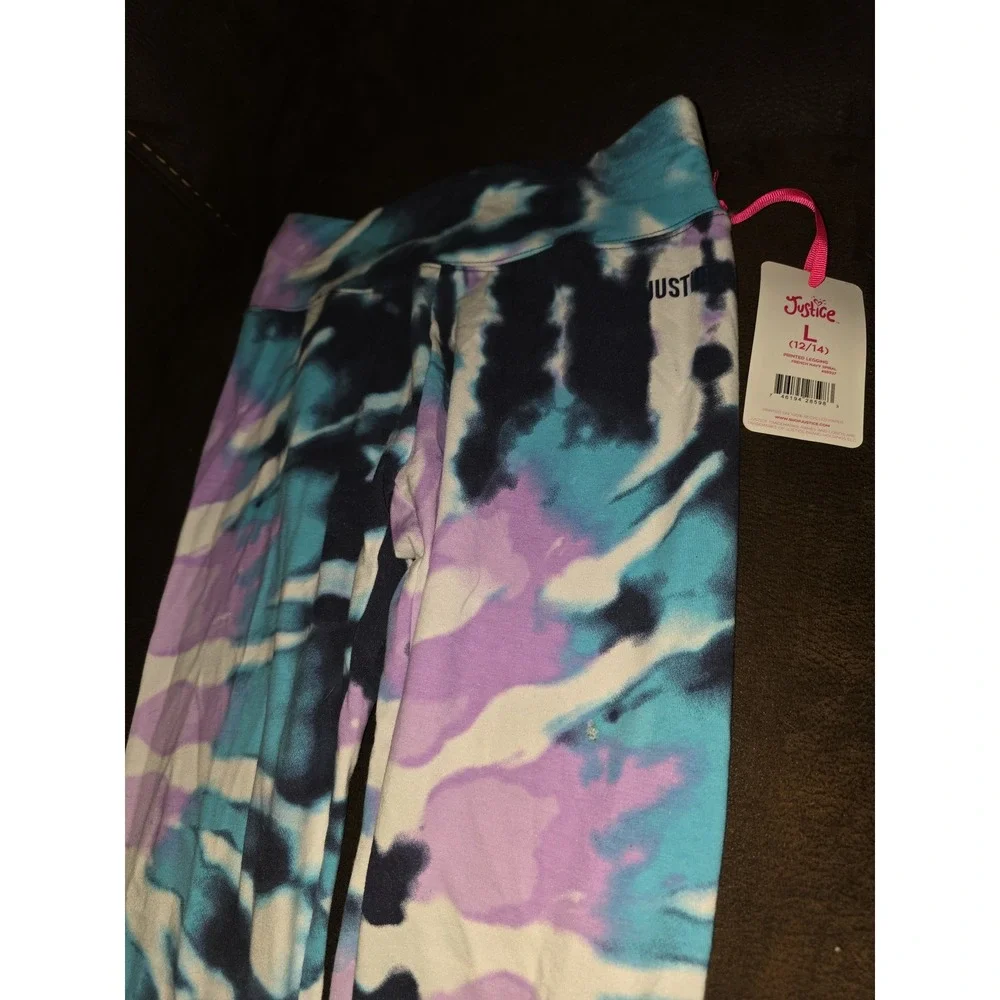 Justice happiness comes in waves dolphin top and tie dye leggings size 12 14 nwt